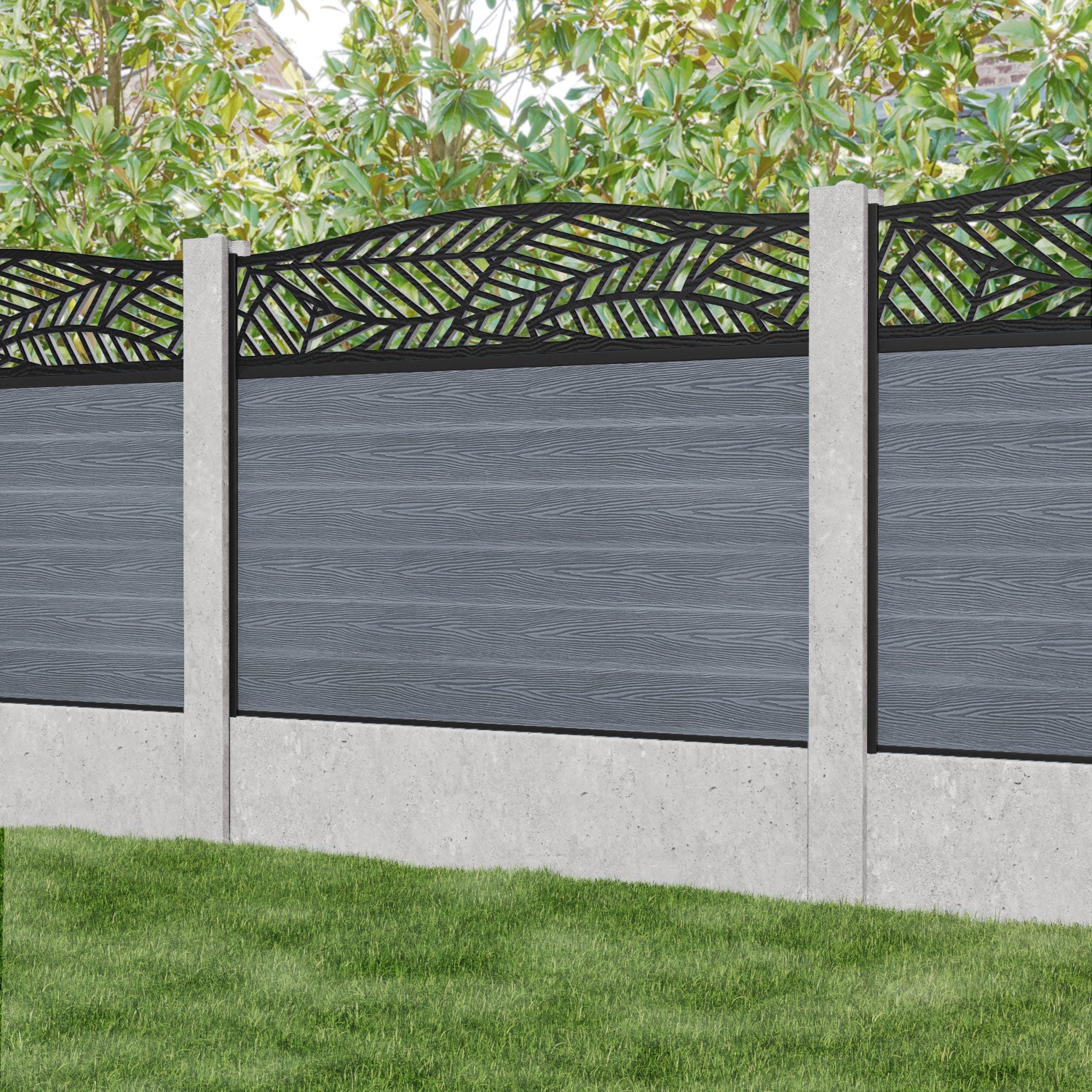 Classic Habitat Curved Top Fence Panel - Anthracite - for existing concrete posts