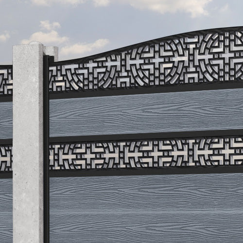 Classic Kumo Curved Top Split Screen Fence Panel - Anthracite - for existing concrete posts