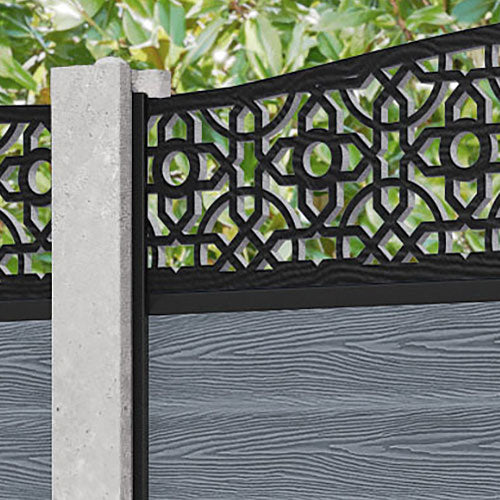 Classic Nabila Curved Top Fence Panel - Anthracite - for existing concrete posts