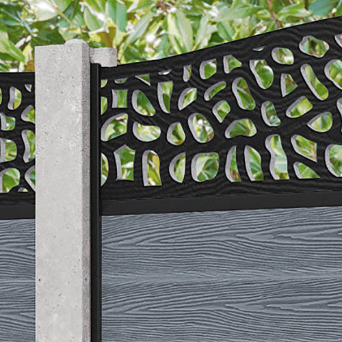 Classic Pebble Curved Top Fence Panel - Anthracite - for existing concrete posts