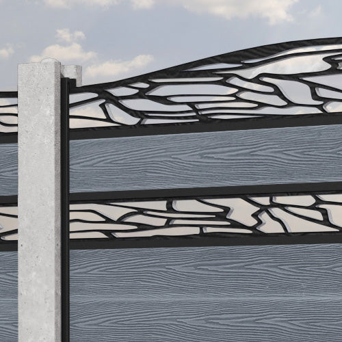 Classic Shatter Curved Top Split Screen Fence Panel - Anthracite - for existing concrete posts