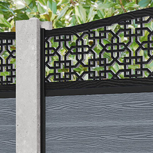 Classic Zaria Curved Top Fence Panel - Anthracite - for existing concrete posts