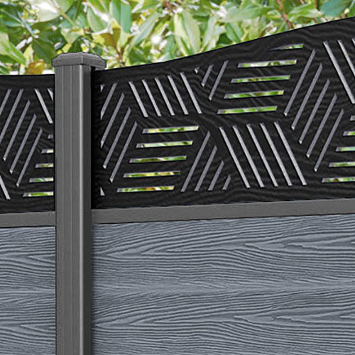 Classic Cubed Curved Top Fence Panel - Anthracite - with our aluminium posts