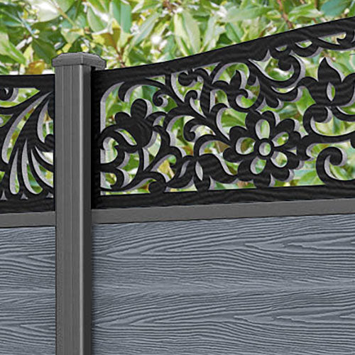 Classic Eden Curved Top Fence Panel - Anthracite - with our aluminium posts