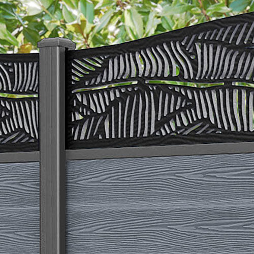 Classic Feather Curved Top Fence Panel - Anthracite - with our aluminium posts