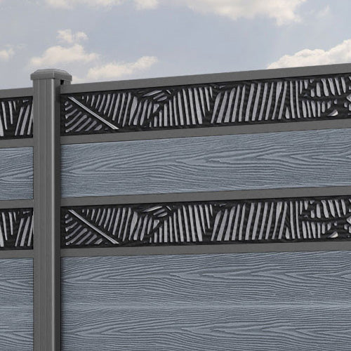 Classic Feather Split Screen Fence Panel - Anthracite - with our aluminium posts