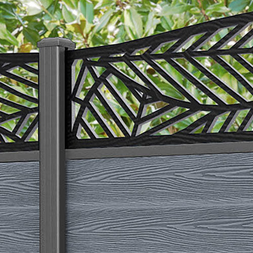 Classic Habitat Curved Top Fence Panel - Anthracite - with our aluminium posts