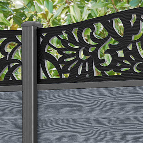 Classic Heritage Curved Top Fence Panel - Anthracite - with our aluminium posts