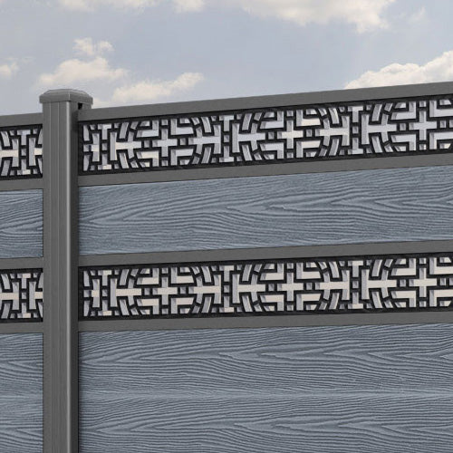 Classic Kumo Split Screen Fence Panel - Anthracite - with our aluminium posts