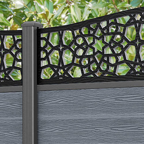 Classic Nazira Curved Top Fence Panel - Anthracite - with our aluminium posts