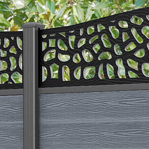 Classic Pebble Curved Top Fence Panel - Anthracite - with our aluminium posts