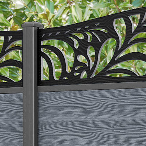 Classic Petal Curved Top Fence Panel - Anthracite - with our aluminium posts