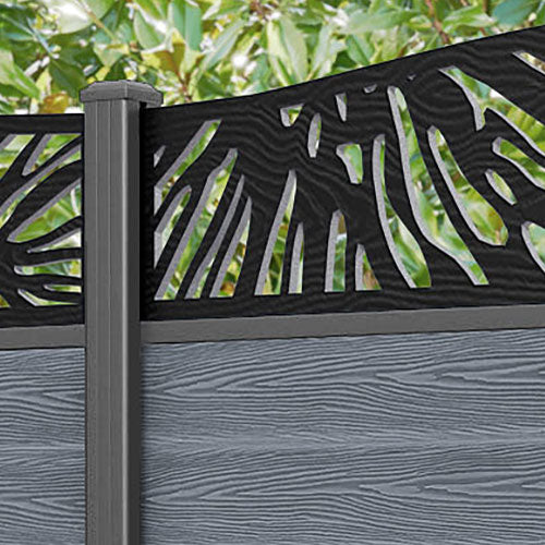 Classic Poppy Curved Top Fence Panel - Anthracite - with our aluminium posts