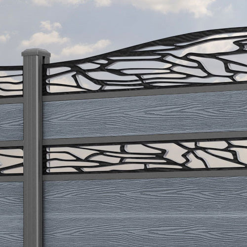 Classic Shatter Curved Top Split Screen Fence Panel - Anthracite - with our aluminium posts