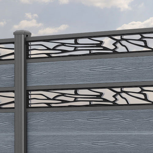 Classic Shatter Split Screen Fence Panel - Anthracite - with our aluminium posts