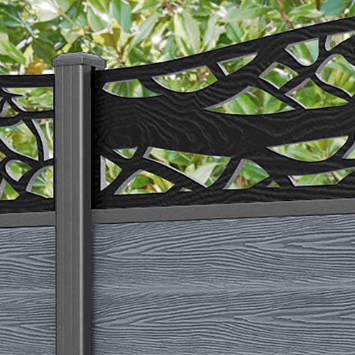 Classic Twilight Curved Top Fence Panel - Anthracite - with our aluminium posts
