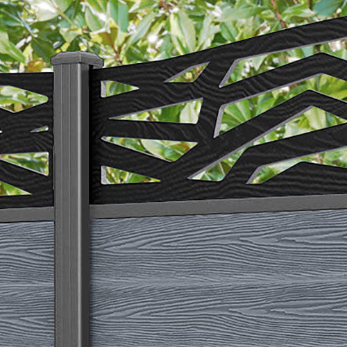 Classic Zenith Curved Top Fence Panel - Anthracite - with our aluminium posts