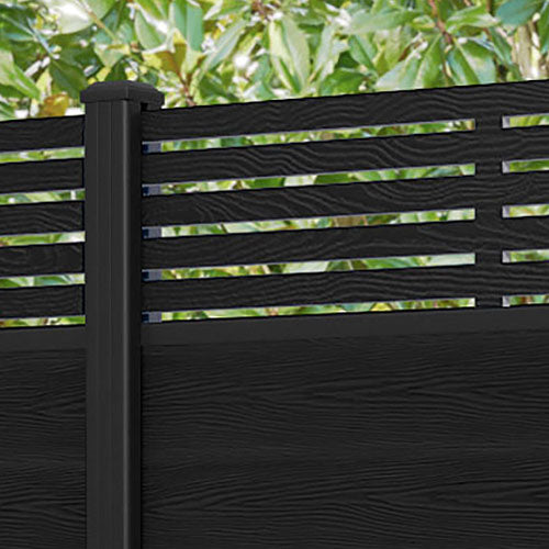 Classic Aspen Fence Panel - Black - with our aluminium posts