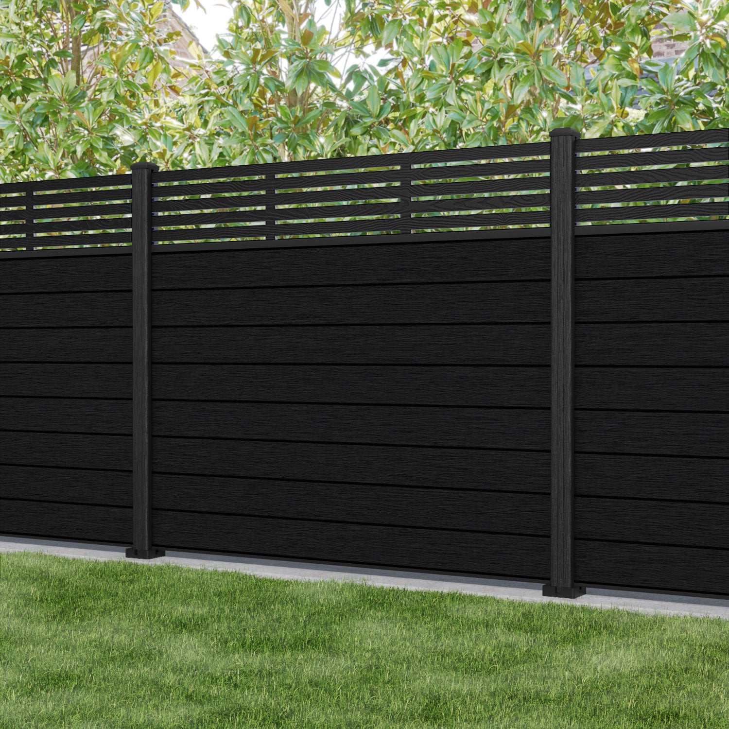 Fusion Aspen Fence Panel - Black - with our composite posts