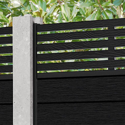 Fusion Aspen Fence Panel - Black - for existing concrete posts