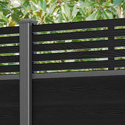 Classic Aspen Fence Panel - Black - with our aluminium posts