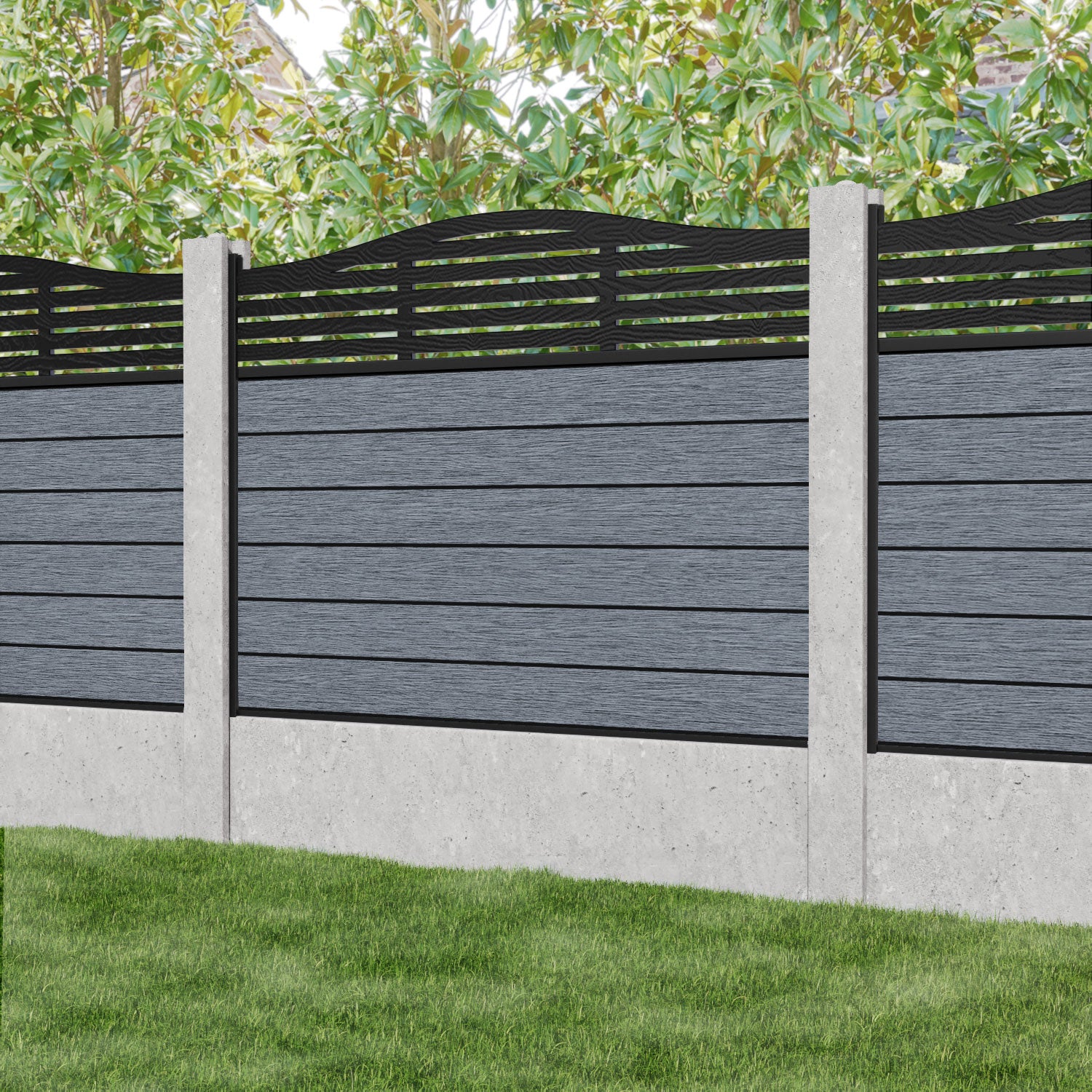 Fusion Aspen Curved Top Fence Panel - Anthracite - for existing concrete posts