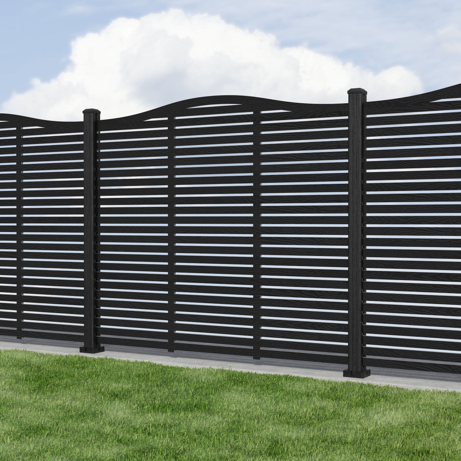 Aspen Curved Top Composite Fence Panel - with our composite posts