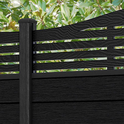 Fusion Aspen Curved Top Fence Panel - Black - with our composite posts