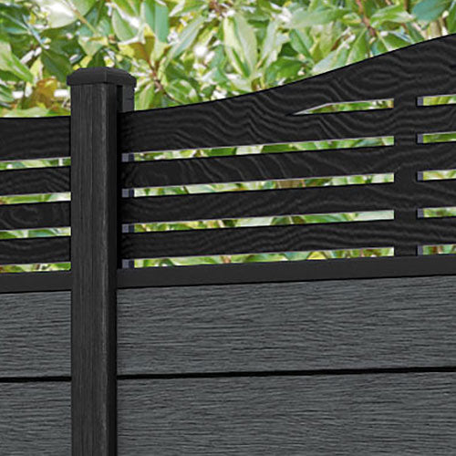 Fusion Aspen Curved Top Fence Panel - Dark Grey - with our composite posts