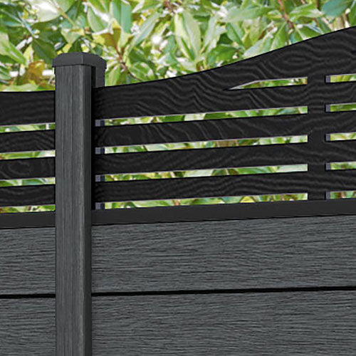 Fusion Aspen Curved Top Fence Panel - Dark Grey - with our composite posts
