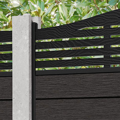Fusion Aspen Curved Top Fence Panel - Dark Oak - for existing concrete posts