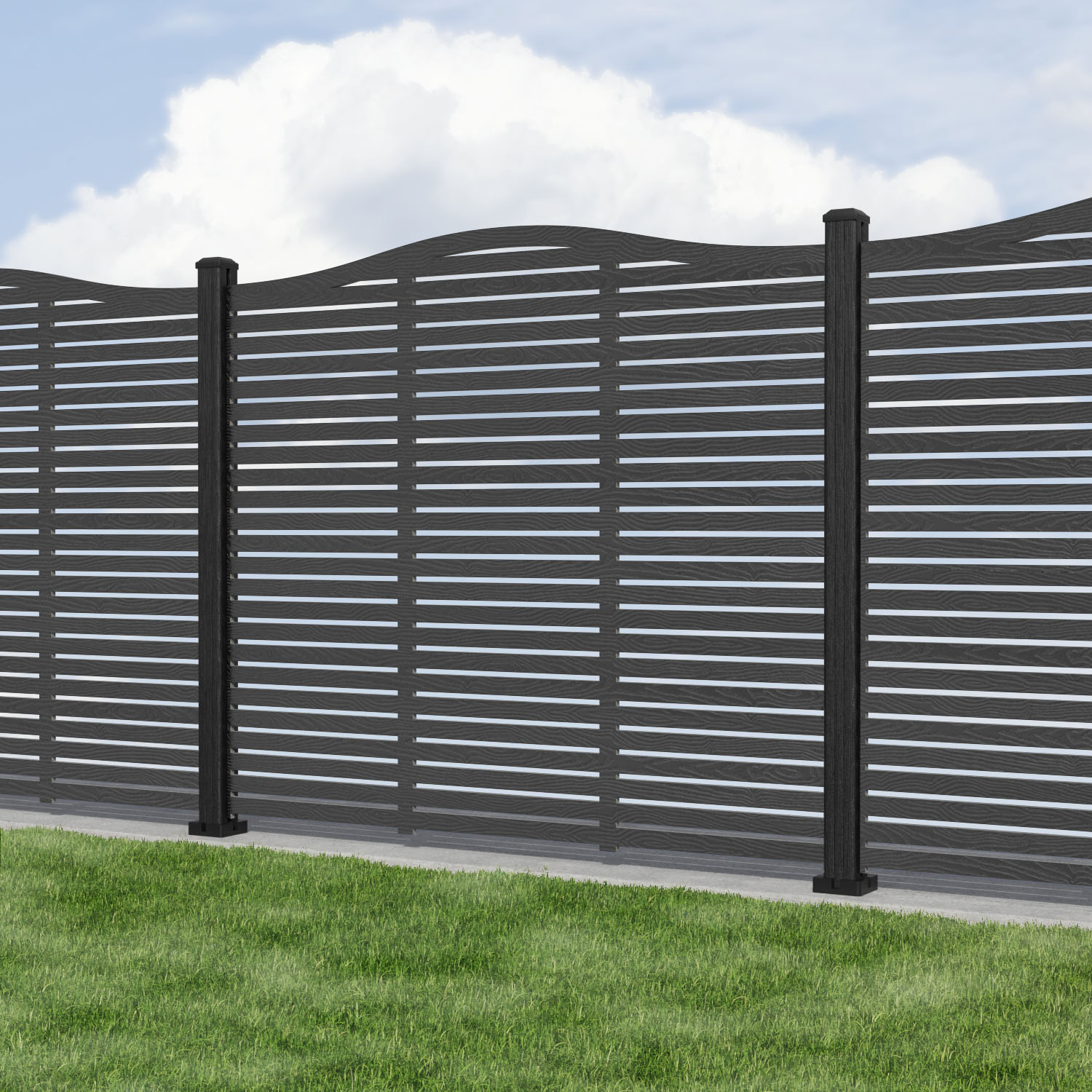 Aspen Curved Top Composite Fence Panel - with our composite posts