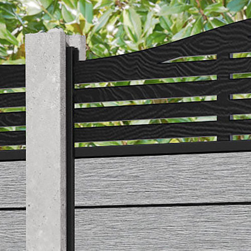 Fusion Aspen Curved Top Fence Panel - Light Grey - for existing concrete posts
