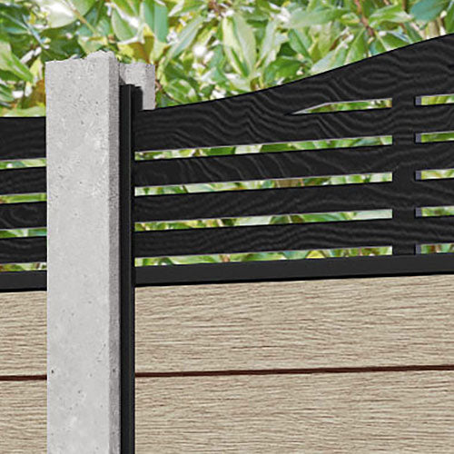 Fusion Aspen Curved Top Fence Panel - Light Oak - for existing concrete posts