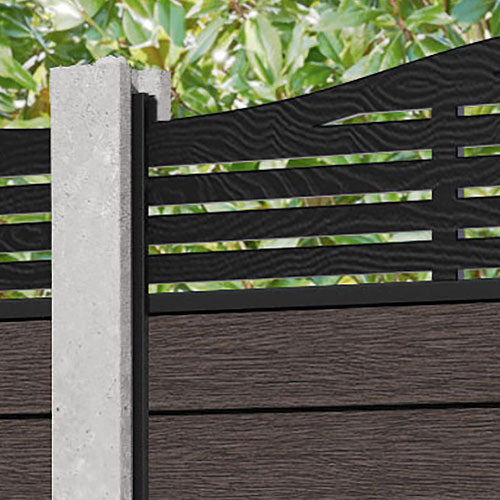 Fusion Aspen Curved Top Fence Panel - Mid Brown - for existing concrete posts