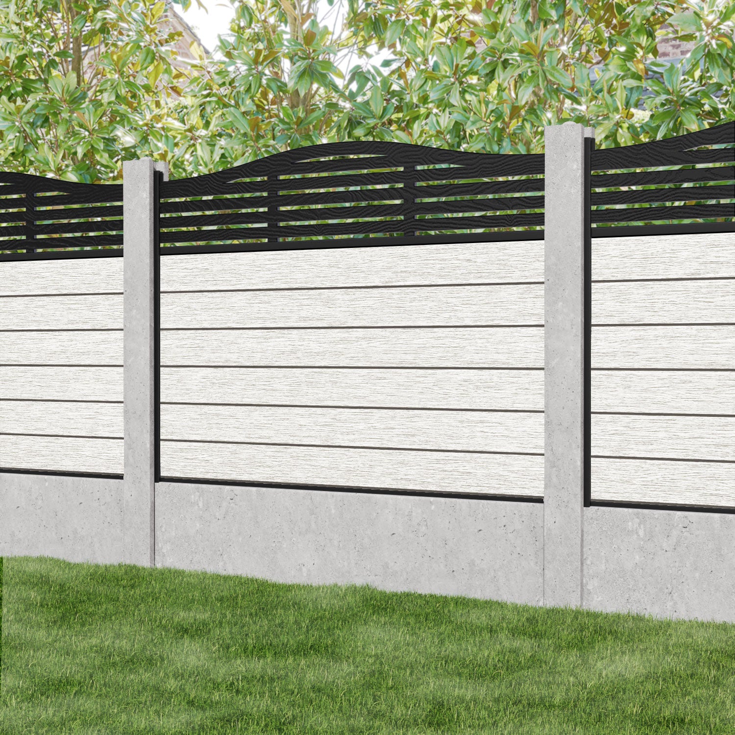 Fusion Aspen Curved Top Fence Panel - Light Stone - for existing concrete posts