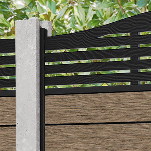 Fusion Aspen Curved Top Fence Panel - Teak - for existing concrete posts
