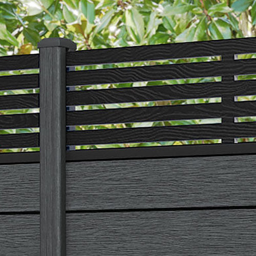 Fusion Aspen Fence Panel - Dark Grey - with our composite posts