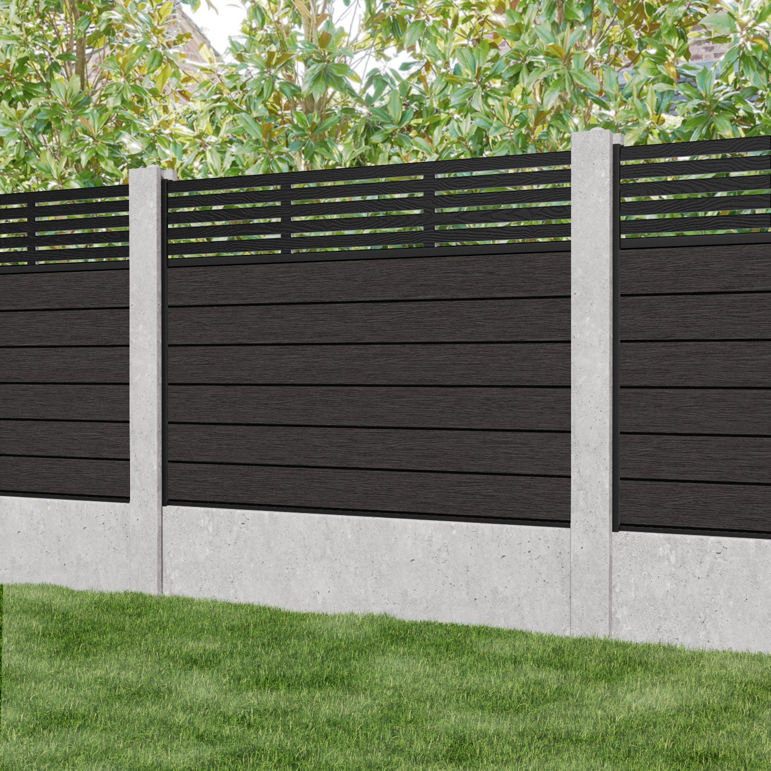 Fusion Aspen Fence Panel - Dark Oak - for existing concrete posts