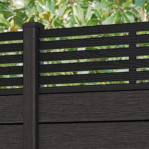 Fusion Aspen Fence Panel - Dark Oak - with our composite posts