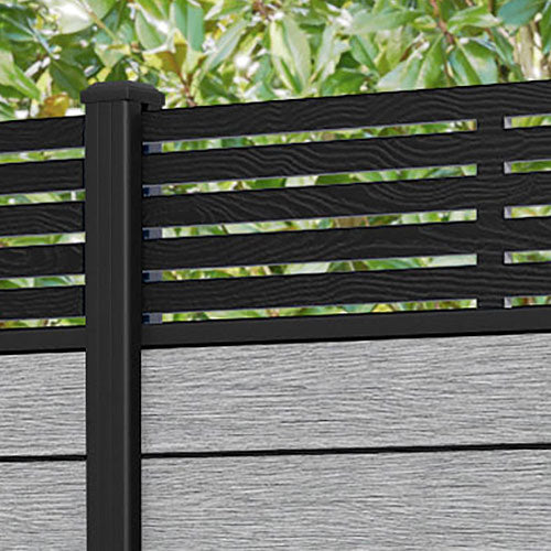 Fusion Aspen Fence Panel - Light Grey - with our aluminium posts