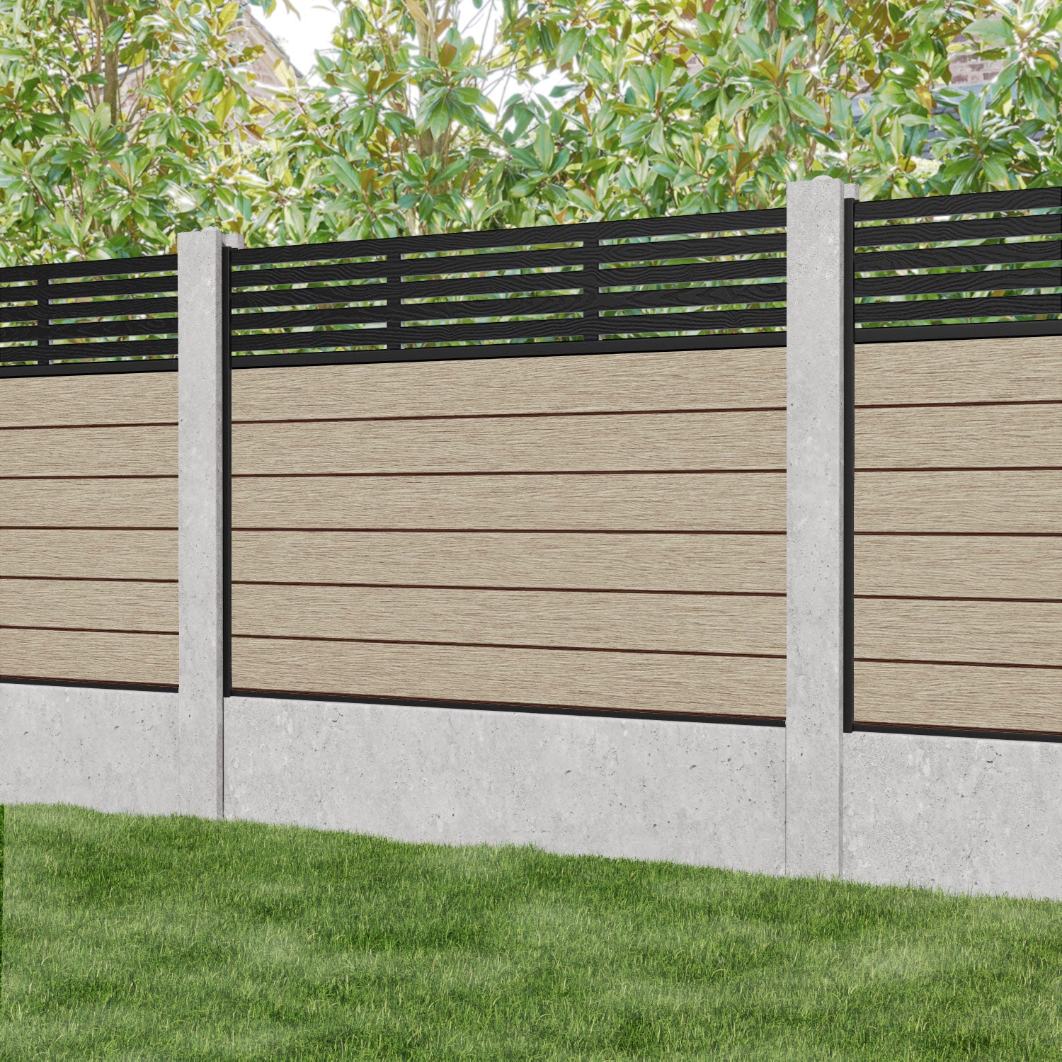 Fusion Aspen Fence Panel - Light Oak - for existing concrete posts