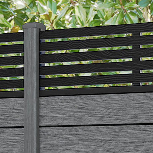 Fusion Aspen Fence Panel - Mid Grey - with our composite posts
