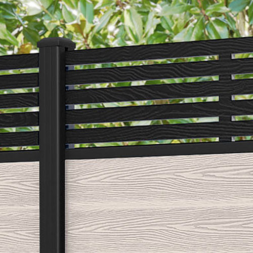 Classic Aspen Fence Panel - Mid Stone - with our aluminium posts