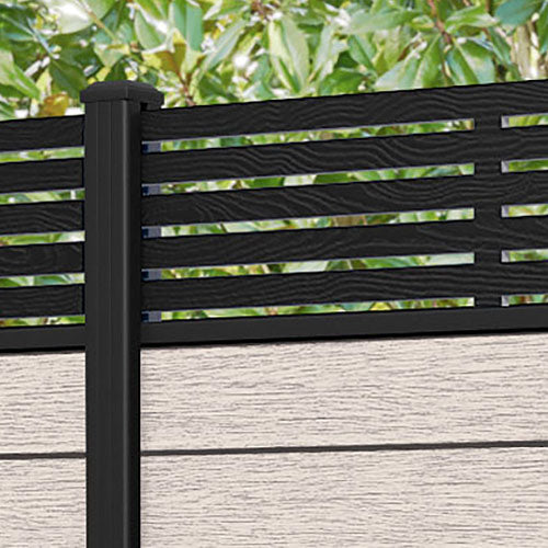 Fusion Aspen Fence Panel - Mid Stone - with our aluminium posts