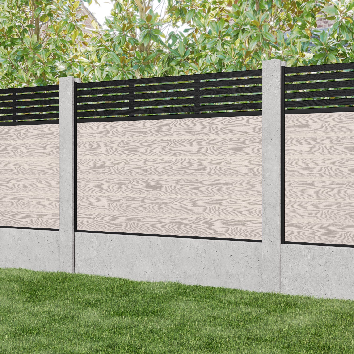 Classic Aspen Fence Panel - Mid Stone - for existing concrete posts
