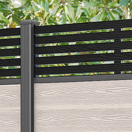 Classic Aspen Fence Panel - Mid Stone - with our aluminium posts