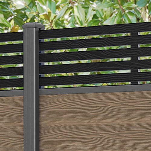 Classic Aspen Fence Panel - Teak - with our aluminium posts