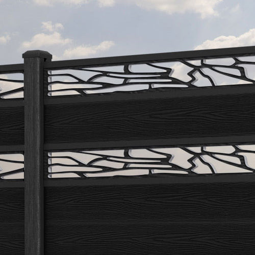 Classic Shatter Split Screen Fence Panel - Black - with our composite posts