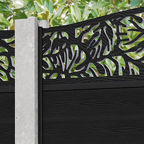 Classic Botanic Curved Top Fence Panel - Black - for existing concrete posts